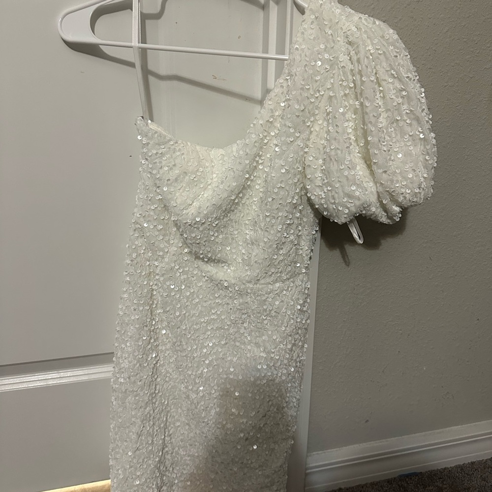 Petal & Pup White Sequin Khloe Mini Dress